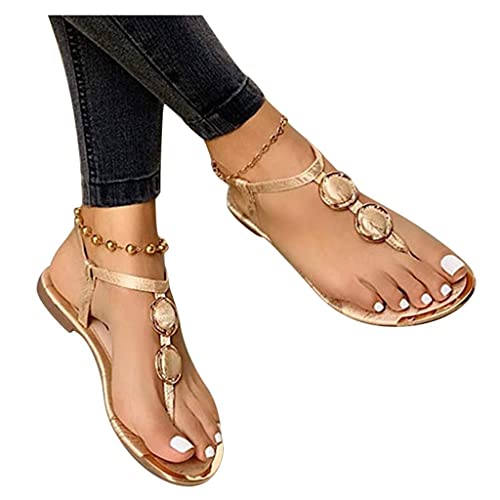 shownicer Damen Keilabsatz Sandalen Frauen Sommer Offene Schuhe Faux Leder Plattform Flip Flops Freizeit Sommerschuhe Z1 Gold 43 EU von shownicer