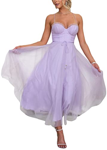 shownicer Damen Kleid Sexy V-Ausschnitt Mode Kleid Laterne Langarm Glänzend Abendkleid Hohe Taille Schlank Midi Kleid Swing Cocktailkleid A Violett M von shownicer