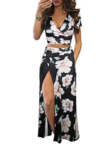 shownicer Damen Kleider V-Ausschnitt A Linie Sommerkleid Blume Cinched Top Freizeitkleid Outfit Suit Ärmellose Sling Tube Top Rock Kleid Sexy Zweiteiliges Set 6 Schwarz S shownicer Damen Kleider V-Ausschnitt A Linie Sommerkleid Blume Cinched Top Freizeitkleid Outfit Suit Ärmellose Sling Tube Top Rock Kleid Sexy Zweiteiliges Set 6 Schwarz S von shownicer