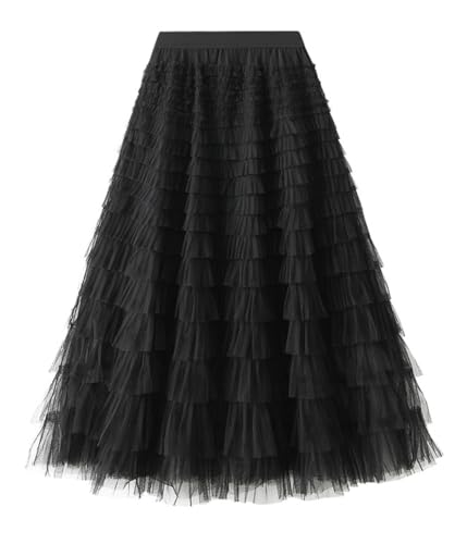 shownicer Damen Lange Stufenröcke Elastische Taille Tüllröcke Mehrschichtige Faltenröcke Mesh Tutu Röcke Puffy Maxi Röcke A Schwarz L shownicer Damen Lange Stufenröcke Elastische Taille Tüllröcke Mehrschichtige Faltenröcke Mesh Tutu Röcke Puffy Maxi Röcke A Schwarz L von shownicer