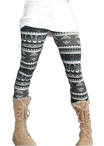 shownicer Damen Leggings mit Print Bunt Stretch Leggings Sporthose Leggings Lange Streetwear Strumpfhosen Casual Sweathose Jogginghose B Grau M von shownicer