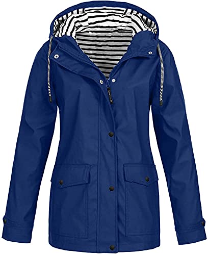 shownicer Damen Leichte Regenjacke Wasserdicht Regenmantel Frauen Regenparka Atmungsaktivität Outdoorjacke Übergangsjacken mit Kapuze A Blau S von shownicer