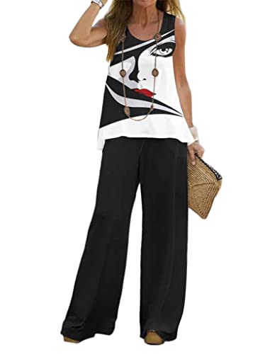 shownicer Damen Leinen Zweiteiler Sommer Leinen Änzuge Hose und Langarmshirts Frauen 2 Teiler Anzug Casual Hosenanzug Leinenbluse Lockere Leinenhose A Schwarz02 M von shownicer