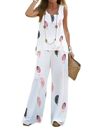 shownicer Damen Leinen Zweiteiler Sommer Leinen Änzuge Hose und Langarmshirts Frauen 2 Teiler Anzug Casual Hosenanzug Leinenbluse Lockere Leinenhose A Weiß02 M von shownicer