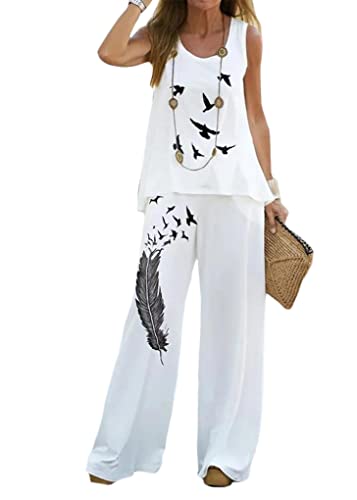 shownicer Damen Leinen Zweiteiler Sommer Leinen Änzuge Hose und Langarmshirts Frauen 2 Teiler Anzug Casual Hosenanzug Leinenbluse Lockere Leinenhose A Weiß03 M von shownicer