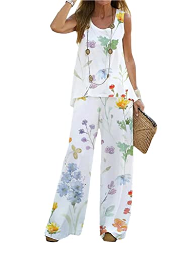 shownicer Damen Leinen Zweiteiler Sommer Leinen Änzuge Hose und Langarmshirts Frauen 2 Teiler Anzug Casual Hosenanzug Lockere Leinenhose C Weiß03 M C Weiß03 M von shownicer