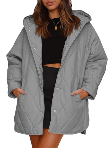 shownicer Damen Lightweight Steppjacke Winter Jacke Warm Übergangsjacke mit Kapuze Casual Outdoorjacke Mantel A Grau XXL shownicer Damen Lightweight Steppjacke Winter Jacke Warm Übergangsjacke mit Kapuze Casual Outdoorjacke Mantel A Grau XXL von shownicer