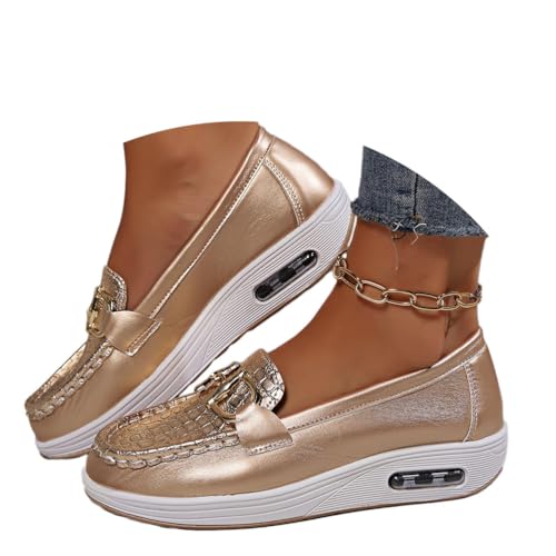 shownicer Damen Loafer Mokassins Orthopädische Schuhe Segelschuhe Bootsschuhe aus PU Leder Freizeit Schuhe Halbschuhe Walkingschuhe A Gold 40 shownicer Damen Loafer Mokassins Orthopädische Schuhe Segelschuhe Bootsschuhe aus PU Leder Freizeit Schuhe Halbschuhe Walkingschuhe A Gold 40 von shownicer