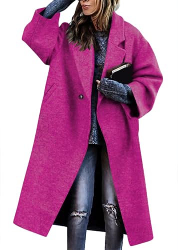shownicer Damen Mantel Lang Wintermantel Parka Warm Trenchcoat Winter Jacke Mantel Wollmantel Revers Windjacke Cardigans Overcoat Damenmantel A Rosa M von shownicer
