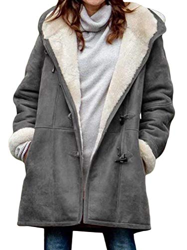 shownicer Damen Mantel Trenchcoat Wintermantel Winter Warm Dicker Outwear Parka Jacke Wollmantel mit Kapuze Taschen Vintage Oversize Coats Übergangs Lang Grau L shownicer Damen Mantel Trenchcoat Wintermantel Winter Warm Dicker Outwear Parka Jacke Wollmantel mit Kapuze Taschen Vintage Oversize Coats Übergangs Lang Grau L von shownicer