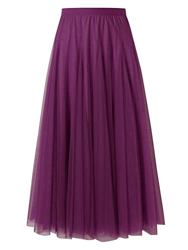 shownicer Damen Maxirock Chiffon Lang Rock Frauen Boho Festlich Freizeitrock Einfarbig Langrock Hochzeit Cocktail Hohe Taille Skirt A DunkelViolett L shownicer Damen Maxirock Chiffon Lang Rock Frauen Boho Festlich Freizeitrock Einfarbig Langrock Hochzeit Cocktail Hohe Taille Skirt A DunkelViolett L von shownicer