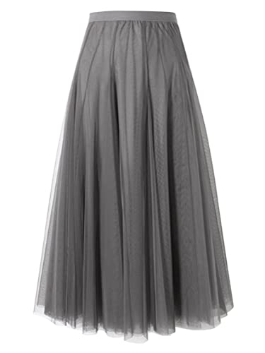 shownicer Damen Maxirock Chiffon Lang Rock Frauen Boho Festlich Freizeitrock Einfarbig Langrock Hochzeit Cocktail Hohe Taille Skirt A Grau 3XL shownicer Damen Maxirock Chiffon Lang Rock Frauen Boho Festlich Freizeitrock Einfarbig Langrock Hochzeit Cocktail Hohe Taille Skirt A Grau 3XL von shownicer