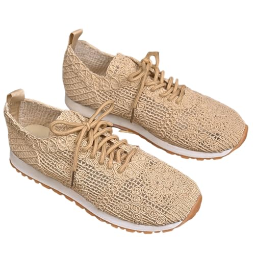 shownicer Damen Mesh Sneaker Leicht Flach Laufschuhe Sportschuhe Turnschuhe Freizeitschuhe A Beige 38 von shownicer