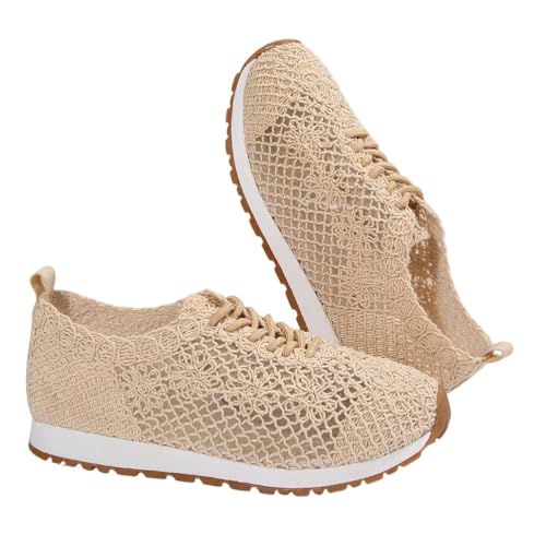 shownicer Damen Mesh Sneaker Leicht Flach Laufschuhe Sportschuhe Turnschuhe Freizeitschuhe B Beige 38 von shownicer