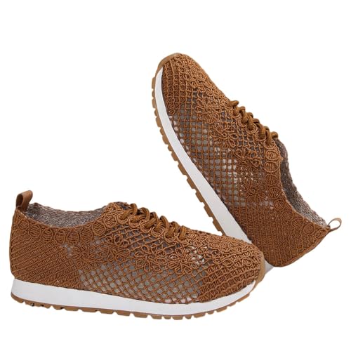 shownicer Damen Mesh Sneaker Leicht Flach Laufschuhe Sportschuhe Turnschuhe Freizeitschuhe B Braun 39 von shownicer