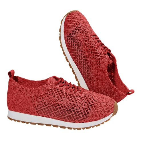shownicer Damen Mesh Sneaker Leicht Flach Laufschuhe Sportschuhe Turnschuhe Freizeitschuhe B Rot 40 von shownicer