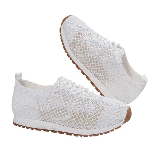 shownicer Damen Mesh Sneaker Leicht Flach Laufschuhe Sportschuhe Turnschuhe Freizeitschuhe B Weiß 41 von shownicer