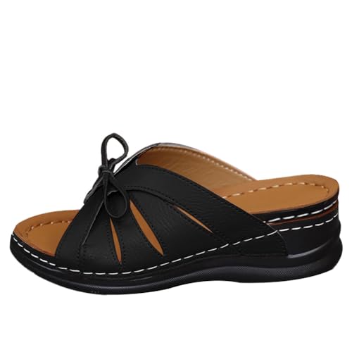 shownicer Damen Sandale Sommer Orthopädisch Sandale Pantoletten Lässige Flach Bequem Atmungsaktive Strandsandalen Mit Bogenunterstützung A Schwarz 39 von shownicer