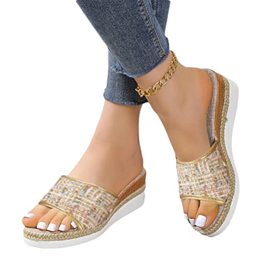 shownicer Damen Sandalen Casual Sommersandale Wedge Peep Toe High Heel Plattform Pantoletten Plateau Pantoletten Anti Skid Sandalen Flache Schuhe Strandsandalen A Mehrfarbig01 42 EU von shownicer