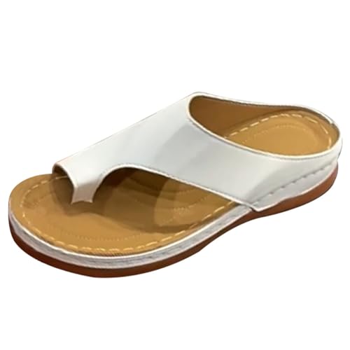 shownicer Damen Sommer Sandalen Bequeme Plattform Pantoletten Zehentrenner Hausschuhe Mode Big Toe Hallux Valgus Orthopädische Schuhe Strandsandalen A Weiß 37 von shownicer
