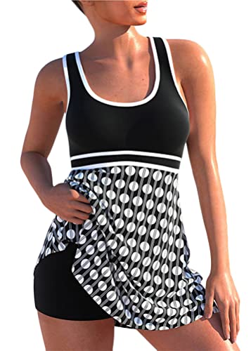 shownicer Damen Spitze Tankini Beachwear Push Up Einfarbig Zweiteilig Badeanzug Zweiteiliger Tankini Set Strand Schwimmanzug Swimsuits Bikini Tank Top und Shorts C Schwarz L von shownicer