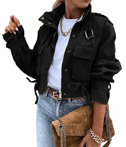 shownicer Damen Strickjacke Casual Oversized Reißverschluss Mantel Baseball Jacken Langarm Freund Baggy Katzen-Muster Bomberjacken Streetwear A Schwarz M von shownicer