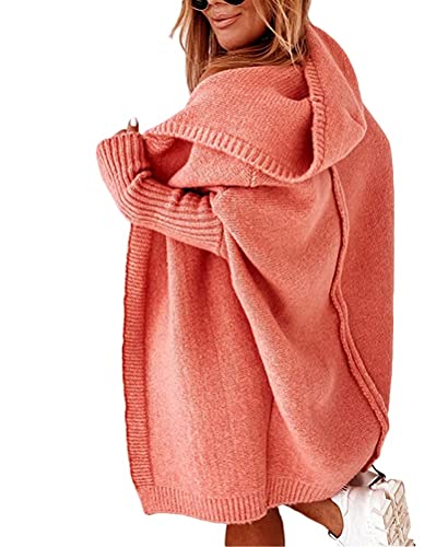 shownicer Damen Strickjacke Langarm Offene Strickmantel Lang Casual High Stretchy Cardigan mit Taschen Z Orange M von shownicer