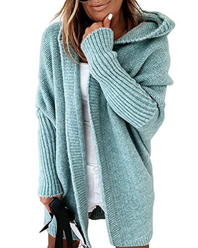 shownicer Damen Strickjacke Pullover Cardigan Langarm Oversize Cardigan Lang Mantel Z Hellgrün L von shownicer