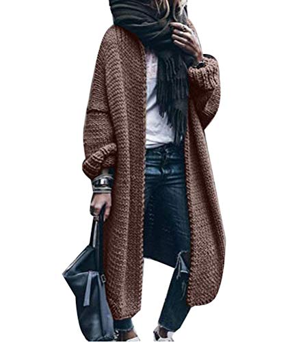 shownicer Damen Strickjacke Pullover Cardigan Langarm Oversize Winter Herbst Cardigan Lang Mantel Oversize Übergangsjacke Grobstrick Strickmantel Pulli Sweater Outwear Braun S von shownicer