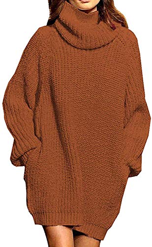 shownicer Damen Strickkleid Rollkragen Pulloverkleid Langarm Minikleid Übergroße Pullikleid Weihnachten Winterkleid Freizeit A Braun XL shownicer Damen Strickkleid Rollkragen Pulloverkleid Langarm Minikleid Übergroße Pullikleid Weihnachten Winterkleid Freizeit A Braun XL von shownicer