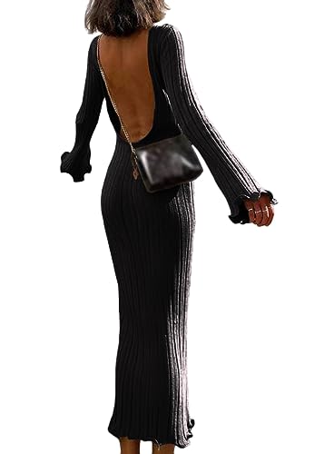 shownicer Damen Strickkleid Wickelkleid Pulloverkleid Rückenfreies Langarm Bodycon Lang Maxikleid Winterkleid Herbst Winter Eng Strick Warm Etuikleid Freizeitkleider Partykleid A Schwarz S shownicer Damen Strickkleid Wickelkleid Pulloverkleid Rückenfreies Langarm Bodycon Lang Maxikleid Winterkleid Herbst Winter Eng Strick Warm Etuikleid Freizeitkleider Partykleid A Schwarz S von shownicer