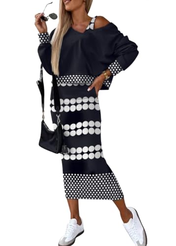 shownicer Damen Strickkleid Zweiteiliger Anzug Pullover Oberteil und Ärmelloses Midi Strickkleider Bodycon 2 Stück Set Winter Strick Kleid Pulloverkleid A Schwarz04 XL shownicer Damen Strickkleid Zweiteiliger Anzug Pullover Oberteil und Ärmelloses Midi Strickkleider Bodycon 2 Stück Set Winter Strick Kleid Pulloverkleid A Schwarz04 XL von shownicer