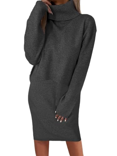 shownicer Damen Strickkleid Zweiteiliger Anzug Rollkragen Winterkleid Langarm Pullover und Maxi Strickrock Bodycon 2 Stück Set Sweater Midikleid Pullikleid Gestrickt Kleid Set D Grau XXL shownicer Damen Strickkleid Zweiteiliger Anzug Rollkragen Winterkleid Langarm Pullover und Maxi Strickrock Bodycon 2 Stück Set Sweater Midikleid Pullikleid Gestrickt Kleid Set D Grau XXL von shownicer