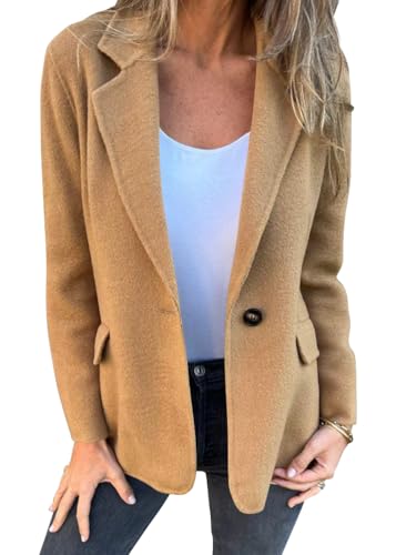 shownicer Damen Trenchcoat Mantel Langarm Revers Jacke Elegante Parka Coat mit Taschen Herbst Winter Knopfleiste Outwear Manteljacke C Khaki L von shownicer