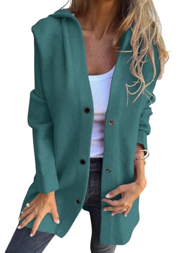 shownicer Damen Trenchcoat Zweireiher Langer Mantel Übergangsjacke Herbst Frühling Jacke Winddichter Übergangsmantel mit Taschen A Dunkelgrün 3XL von shownicer