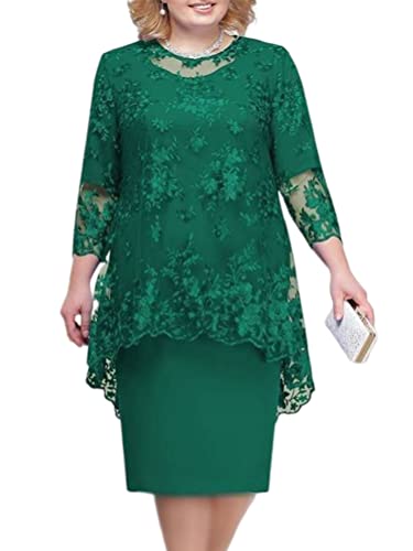 shownicer Damen Übergröße Spitzenkleid 3/4 Ärmel Loose Elegant Cocktailkleider Abendkleid Partykleider Brautjungfer Kleid Knielang Rockabilly Kleid Midikleid A Grün 4XL shownicer Damen Übergröße Spitzenkleid 3/4 Ärmel Loose Elegant Cocktailkleider Abendkleid Partykleider Brautjungfer Kleid Knielang Rockabilly Kleid Midikleid A Grün 4XL von shownicer