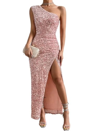 shownicer Damen V-Ausschnitt Abendkleid A-Linie Chiffon Off Shoulder Elegant Lange Partykleider A Rosa M von shownicer