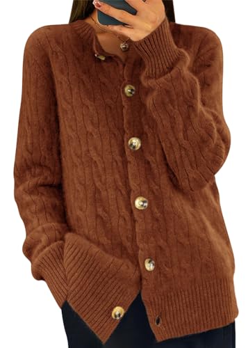 shownicer Damen V-Ausschnitt Strickjacke mit Knopf Langarm Cardigan Warm Gestrickte Pullover Strickmantel Casual Strickpullover Leichte Übergangs Strickjacken C Braun S shownicer Damen V-Ausschnitt Strickjacke mit Knopf Langarm Cardigan Warm Gestrickte Pullover Strickmantel Casual Strickpullover Leichte Übergangs Strickjacken C Braun S von shownicer