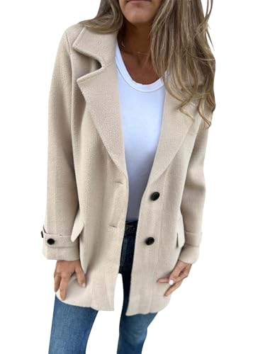 shownicer Damen Warme Lang Mantel Trenchcoat Winterjacke mit Taschen Wollmantel Hemdjacke Coat Freizeit Damenjacke A Aprikose M shownicer Damen Warme Lang Mantel Trenchcoat Winterjacke mit Taschen Wollmantel Hemdjacke Coat Freizeit Damenjacke A Aprikose M von shownicer