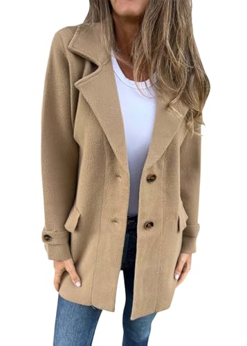 shownicer Damen Warme Lang Mantel Trenchcoat Winterjacke mit Taschen Wollmantel Hemdjacke Coat Freizeit Damenjacke A Khaki L shownicer Damen Warme Lang Mantel Trenchcoat Winterjacke mit Taschen Wollmantel Hemdjacke Coat Freizeit Damenjacke A Khaki L von shownicer