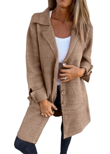 shownicer Damen Warme Lang Mantel Trenchcoat Winterjacke mit Taschen Wollmantel Hemdjacke Coat Freizeit Damenjacke B Khaki XS shownicer Damen Warme Lang Mantel Trenchcoat Winterjacke mit Taschen Wollmantel Hemdjacke Coat Freizeit Damenjacke B Khaki XS von shownicer