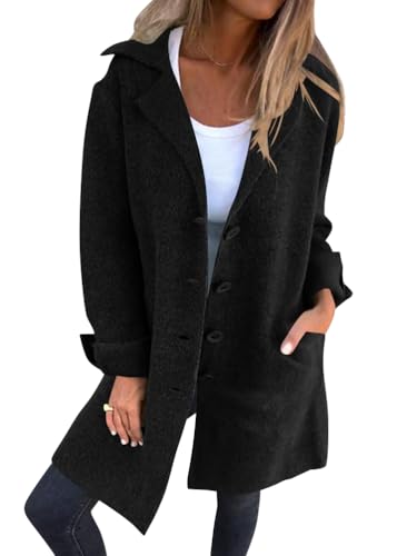 shownicer Damen Warme Mantel Trenchcoat Winterjacke mit Taschen Wollmantel Hemdjacke Coat Freizeit Damenjacke B Schwarz XS shownicer Damen Warme Mantel Trenchcoat Winterjacke mit Taschen Wollmantel Hemdjacke Coat Freizeit Damenjacke B Schwarz XS von shownicer