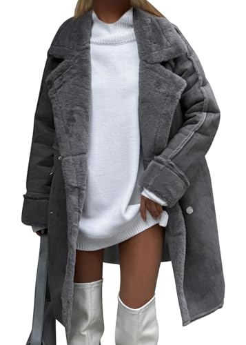 shownicer Damen Wintermantel Lang Wildleder Winterjacke Gefüttert Fleece Mantel Elegant Chic Warm Wintermantel Casual Freizeit Fleecejacke Winterparka Overcoat Winter Outdoorjacke A Dunkelgrau M shownicer Damen Wintermantel Lang Wildleder Winterjacke Gefüttert Fleece Mantel Elegant Chic Warm Wintermantel Casual Freizeit Fleecejacke Winterparka Overcoat Winter Outdoorjacke A Dunkelgrau M von shownicer