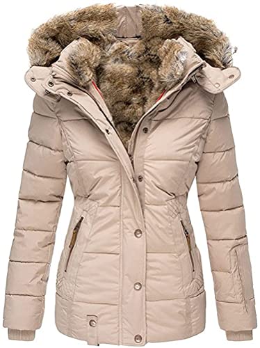 shownicer Damen Wintermantel Warme Winter Jacke Lange Mäntel Daunenjacke für Damen Jacke Mantel Winter Outdoorjacke mit Kapuze A Rosa S von shownicer