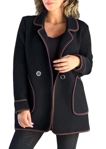 shownicer Damen Wollmantel Warm Wintermantel Revers Windjacke Damenmantel Freizeit Mantel Jacke Overcoat Herbst Winter Outerwear A Schwarz S von shownicer