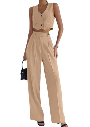 shownicer Damen Zweiteiler Farbblock Set Elegant Hosenanzug Langarm Top+ Weites Bein Hose Sommer Herbst Outfit Casual Loungewear Streetwear C Khaki XS shownicer Damen Zweiteiler Farbblock Set Elegant Hosenanzug Langarm Top+ Weites Bein Hose Sommer Herbst Outfit Casual Loungewear Streetwear C Khaki XS von shownicer