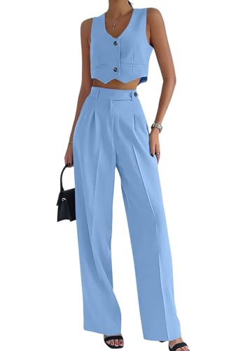 shownicer Damen Zweiteiliges Sets Spitze Bestickter Chiffon Shirt und Hohe Taille Hose Abendanzug Cocktail Party Festlich Hosenanzug 2-Teiliges Set C Hellblau S shownicer Damen Zweiteiliges Sets Spitze Bestickter Chiffon Shirt und Hohe Taille Hose Abendanzug Cocktail Party Festlich Hosenanzug 2-Teiliges Set C Hellblau S von shownicer