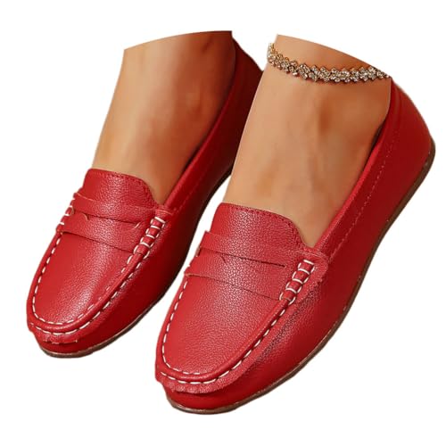 shownicer Flache Schuhe Damen Loafer Bequeme Mokassins Slippers Modische Runde Zehe Einzelschuh Leicht Bequem Damenschuhe A Rot 40 shownicer Flache Schuhe Damen Loafer Bequeme Mokassins Slippers Modische Runde Zehe Einzelschuh Leicht Bequem Damenschuhe A Rot 40 von shownicer