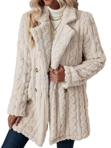 shownicer Fleece Mantel Damen Winter Warm Fleecejacke Mode Langarm Kapuzenjacke Warm Oversize Plüschjacke Mantel Jacke Coat B Aprikose XL von shownicer