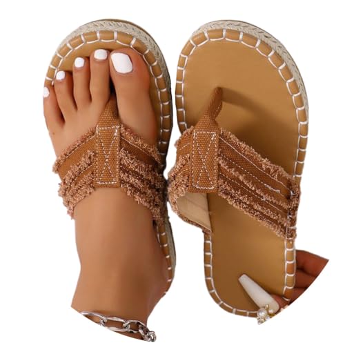 shownicer Flip Flops Damen Flach Zehentrenner Sommer Bequeme Leichte Flip Flops Plateau Slippers Freizeit Strandschuhe Sommerschuhe A Braun 38 von shownicer
